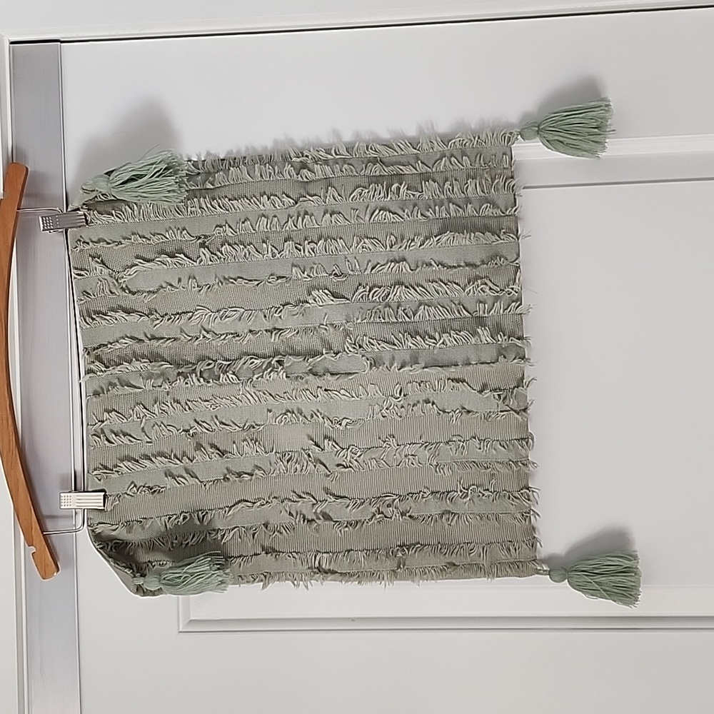 SURYA 100% cotton sage green throw pillow cover with tassels!